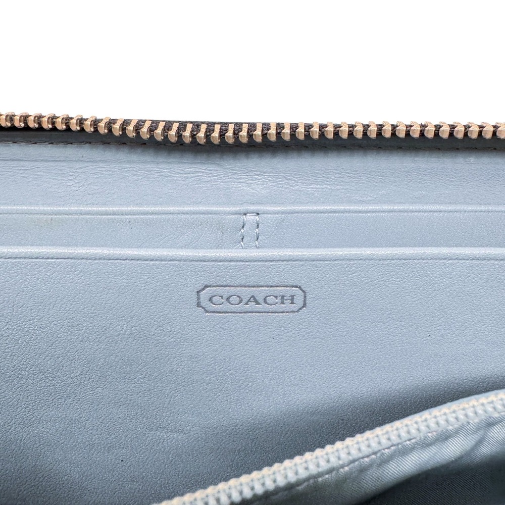 Coach Zoe Double Buckle Wallet Signature C Black Grey Blue Leather Y2K - Picture 7 of 9